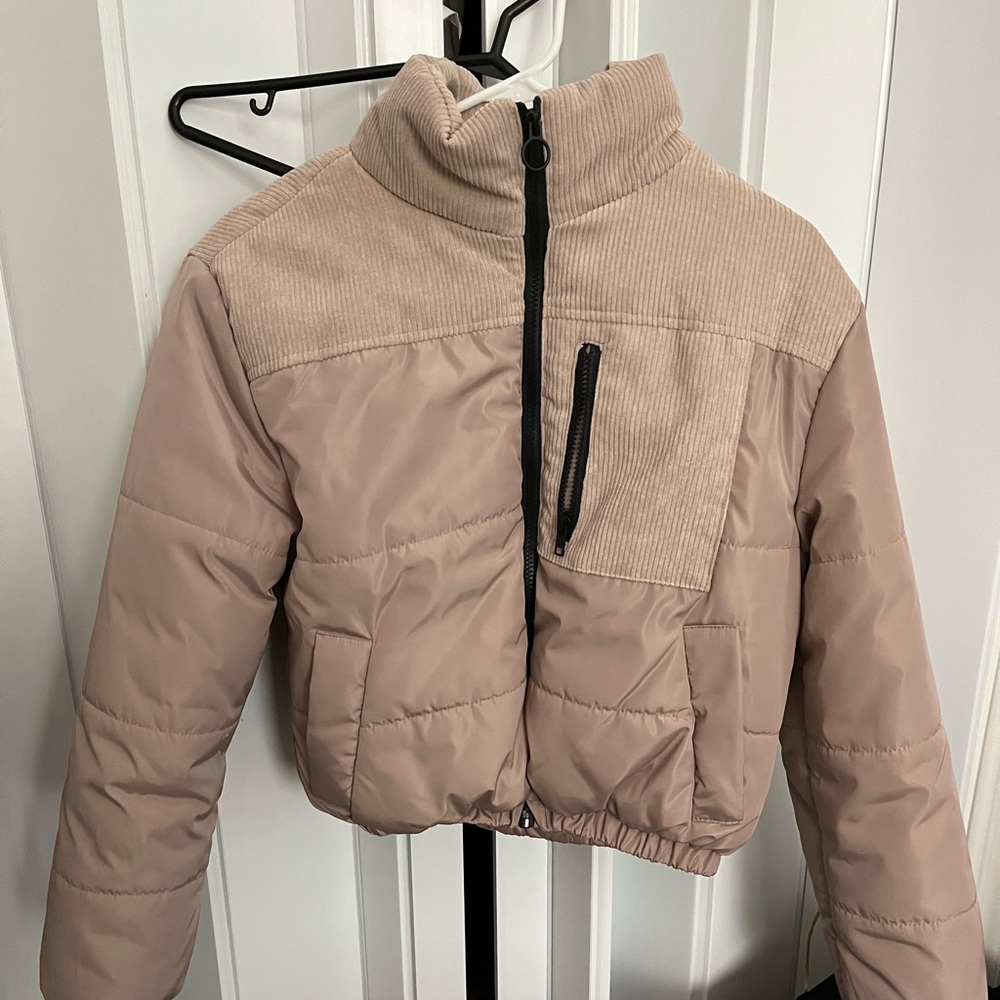 garage corduroy puffer jacket beige